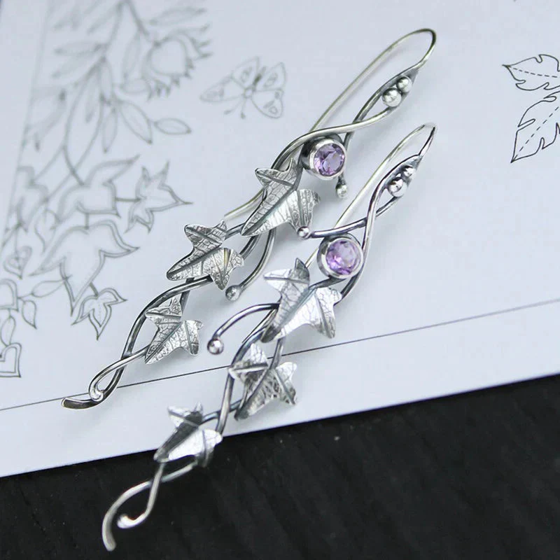Antique Leaf Elf Earrings | White Gold 16k - Image 5