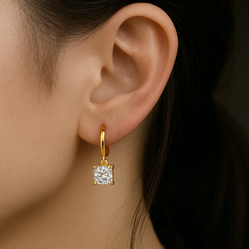 Aurora Square Drop Earrings | Gold 16k - Image 2