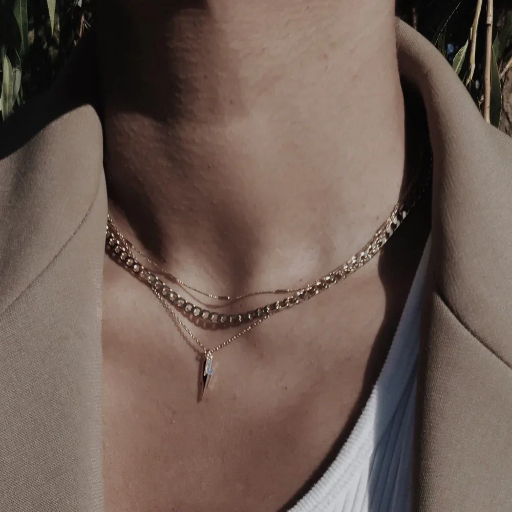 Flat Link Curb Chain Necklace | Gold 16k - Image 3