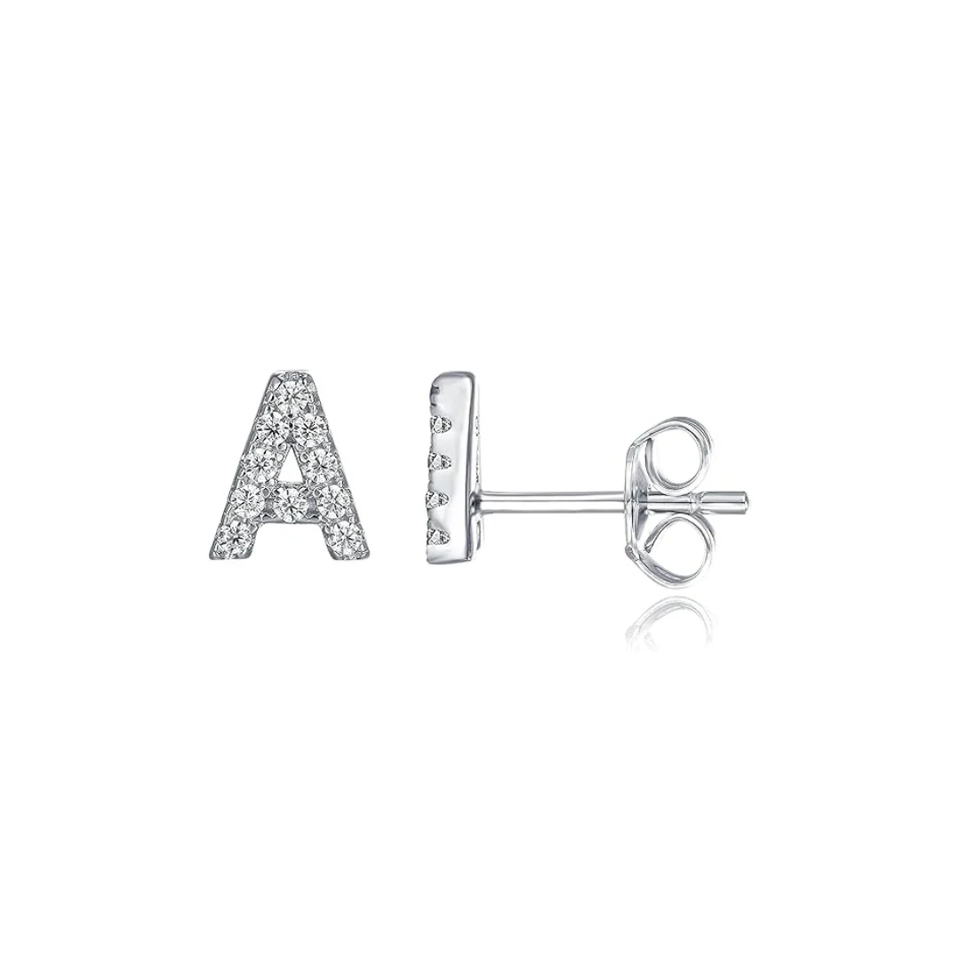 Initial Earring 1pc | White Gold 16k