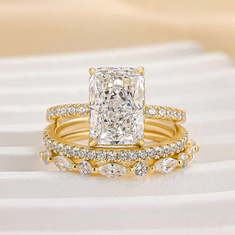 Jaily 3PC Wedding Ring Set | White Gold 18k - Image 5