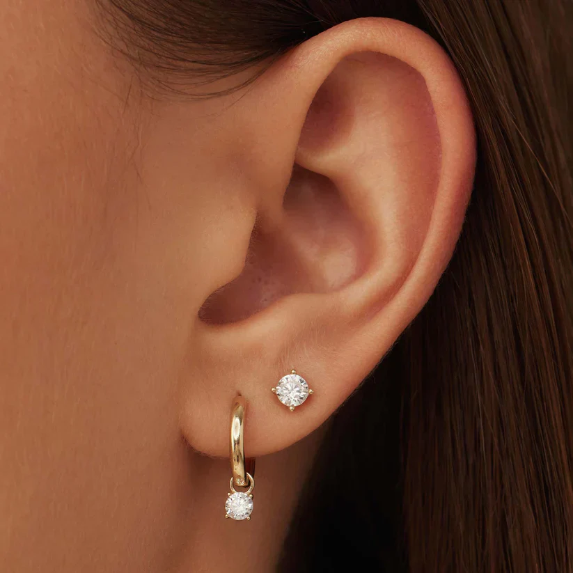 Larmes de Lune Stone Stud Earrings | Gold 14k - Image 5