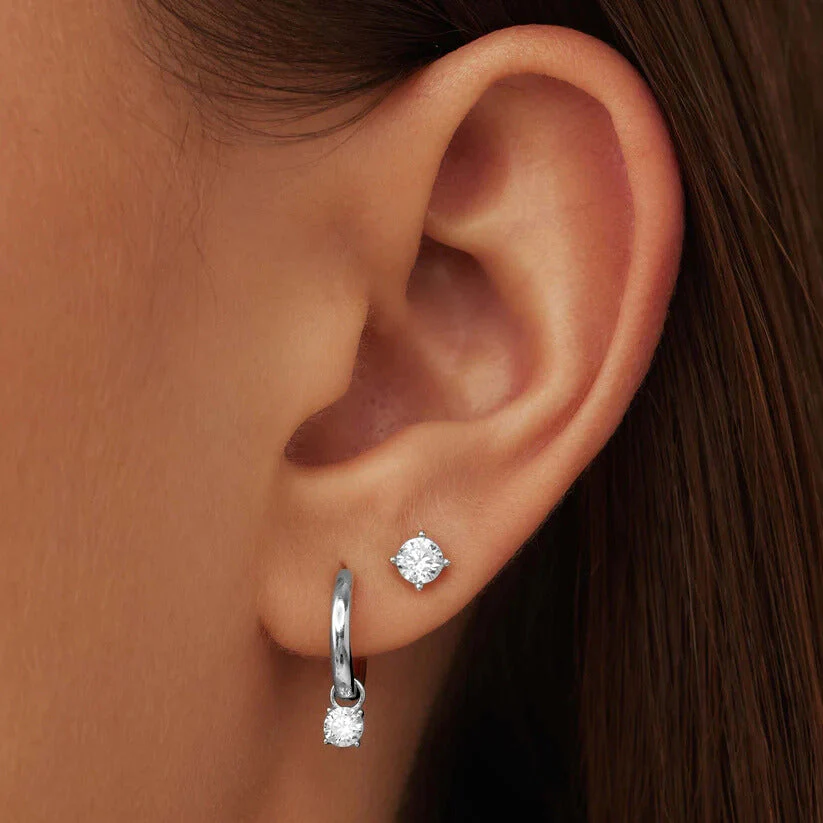 Larmes de Lune Stone Stud Earrings | White Gold 14k - Image 4