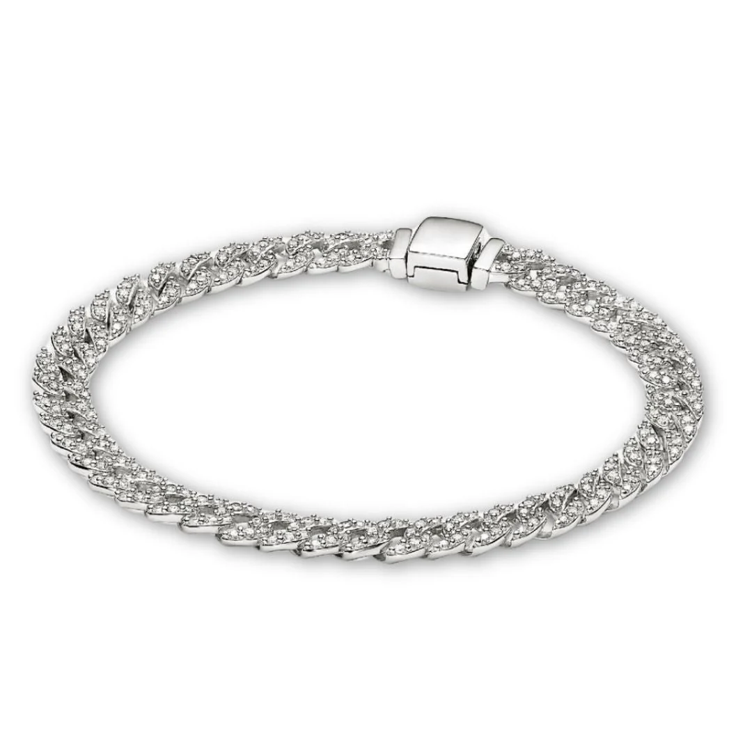 Moissanite Cuban Bracelet | White Gold 18k