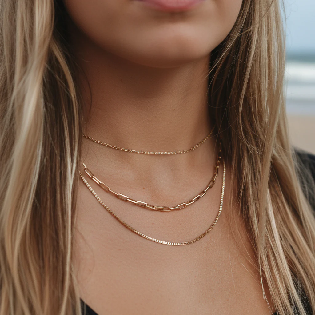 Triple Layered Gold Necklace